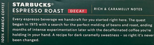 Starbucks Decaf Espresso Roast Capsules 10Pcs