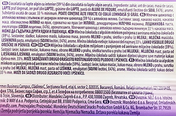 Milka Milk Chocolate Bubbly Alpen Milk 90g