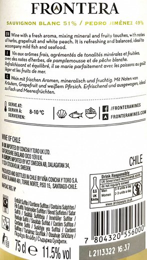 Concha Y Toro Frontera Sauvignon Blanc Pedro Jimenez 750ml