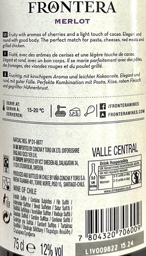 Concha Y Toro Frontera Merlot 750ml