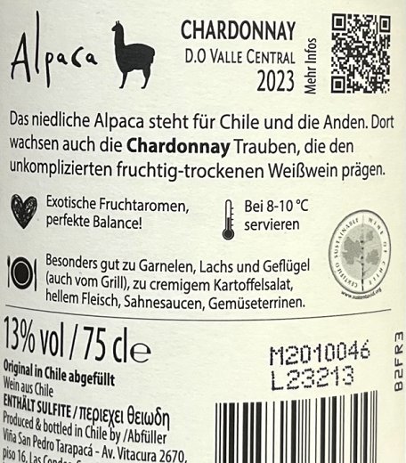 Alpaca Chardonnay 750ml