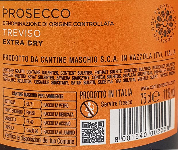 Maschio Prosecco Treviso Extra Dry 750ml