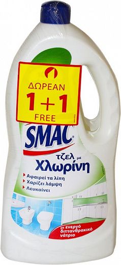 Smac Gel With Bleach General Cleaning 1L 1+1 Free