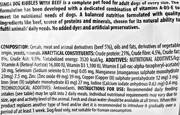 Simba Dog Adult Ξηρή Τροφή Βοδινό 20kg