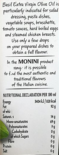 Monini Έξτρα Παρθένο Ελαιόλαδο Αρωματισμένο Με Βασιλικό 250ml