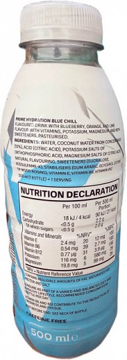 Prime Blue Chill Flavour Ice Hydration Drink 500ml
