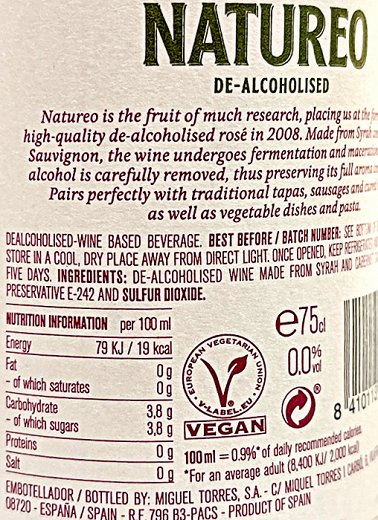 Torres Natureo Syrah Cabernet Sauvignon Ροζέ Κρασί Χωρίς Αλκοόλ 750ml