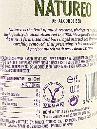 Torres Natureo Garnacha Syrah Κόκκινο Κρασί Χωρίς Αλκοόλ 750ml