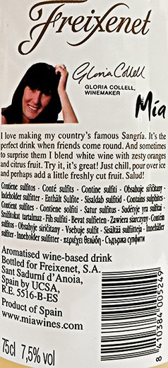 Freixenet Mia White Frizzante Sangria Wine 750ml