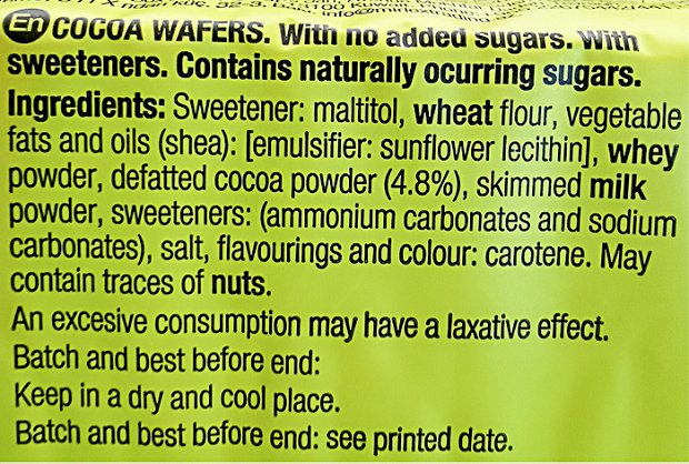 Santiveri Cocoa Flavour Wafers No Sugar 120g