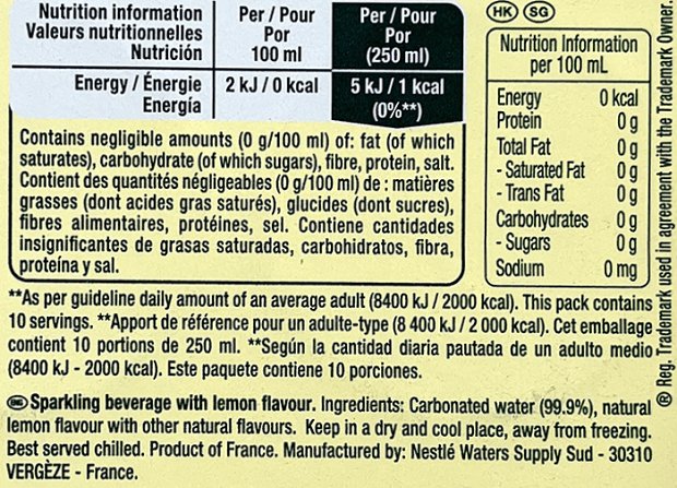 Perrier Lemon Slim Cans 10x250ml