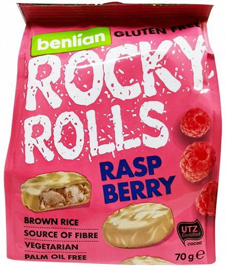 Rocky Rolls Rasberry Rice Rolls Gluten Free 70g