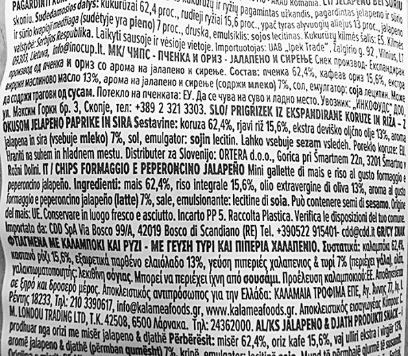 Benlian Chips Corn & Brown Rice Jalapeno & Cheese Gluten Free 60g