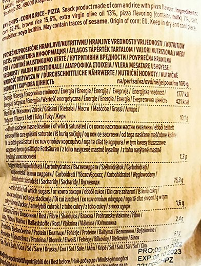 Benlian Chips Corn & Brown Rice Πίτσα Χωρίς Γλουτένη 60g