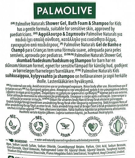 Palmolive Naturals Kids Σαμπουάν & Αφρόλουτρο 750ml