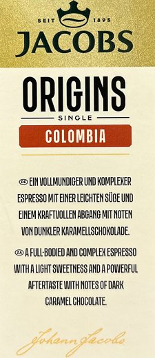 Jacobs Origins Single Colombia 9 Capsules 18Pcs