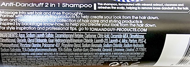 Toni & Guy Men Anti Dandruff 2in1 Shampoo 250ml