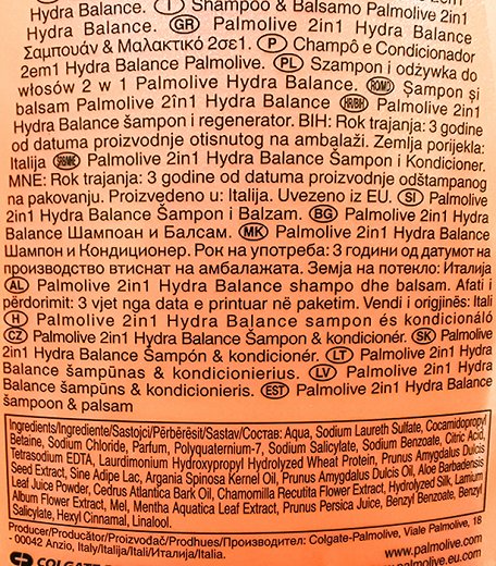 Palmolive Hydra Balance 2 In 1 Shampoo With Peach 350ml