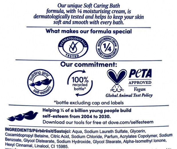 Dove Soft Caring Bath Soft & Silky Shower Cream 720ml