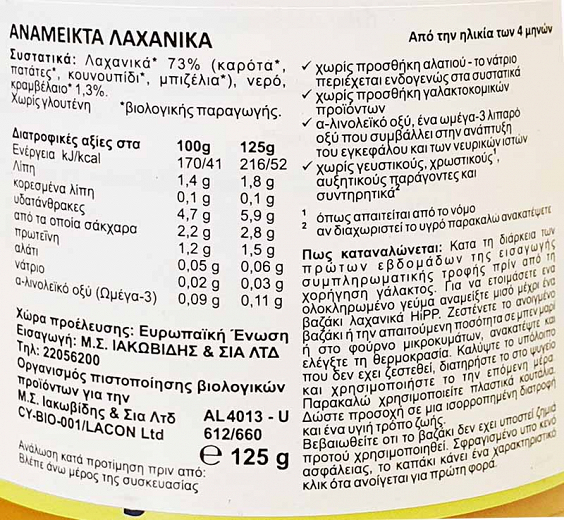 Hipp Ανάμεικτα Λαχανικά 125g