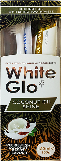 White Glo Coconut Oil Shine 120ml + 1 Toothbrush Free