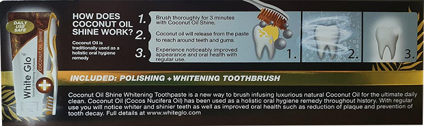 White Glo Coconut Oil Shine 120ml + 1 Toothbrush Free