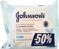 Johnsons Ενυδατικά Μαντηλάκια Καθαρισμού Για Ξηρή Επιδερμίδα 25Τεμ -50%