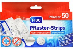 Figo Transparent Plaster Strips Waterproof Assorted Sizes 50Pcs