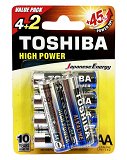 Toshiba High Power Αλκαλικές Μπαταρίες AA 4+2Τεμ