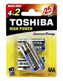 Toshiba High Power Αλκαλικές Μπαταρίες AAA 4+2Τεμ