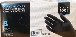 Tani Γάντια Βινυλίου Μαύρα Μιας Χρήσης Μικρό 100Τεμ