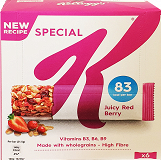 Kelloggs Special K Wholegrain Juicy Red Berry Bars 6Pcs