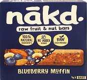 Nakd Blueberry Muffin Raw Fruit & Nut Bars 4x35g