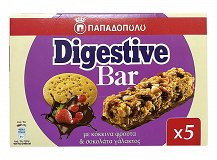 Παπαδοπούλου Digestive Bar Με Κόκκινα Φρούτα & Σοκολάτα Γάλακτος 5x28g