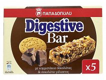 Παπαδοπούλου Digestive Bar Με Κομματάκια Σοκολάτας & Σοκολάτα Γάλακτος 5x28g