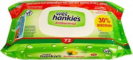 Wet Hankies Antibacterial Lemon Wet Wipes 72Pcs -30%