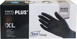 Tani Vinyl Plus Gloves Black Single Use Xl 100Pcs