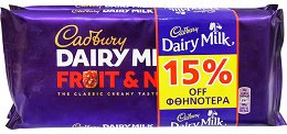 Cadbury Dairy Milk Fruit & Nut 2x180g -15%