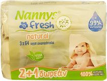 Nannys Eco Fresh Natural Baby Wipes 64Pcs 2+1 Free