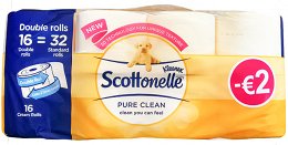 Kleenex Scottonelle Pure Clean Double Roll Cream Toilet Paper 16Pcs -2€