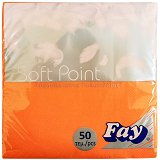 Fay Soft Point Χαρτοπετσέτες Πολυτελείας Πορτοκαλί 38x38cm 2Φύλλα 50Τεμ