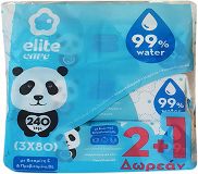 Elite Care 99% Water Wipes 80Pcs 2+1 Free