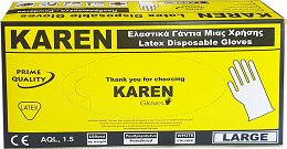 Karen Latex Disposable Gloves Large 100Pcs