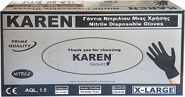 Karen Nitrile Disposable Black Gloves XLarge 100Pcs