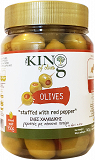 The King Of Olives Green Olives Stuffed With Red Pepper 450g