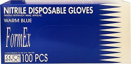 Formex Nitrile Disposable Gloves Warm Blue Medium 100Pcs