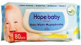 Hope Baby Skincare Μπλε Μωρομάντηλα Με Αλόε Βέρα 80Τεμ