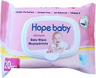 Hope Baby Skincare Ροζ Μωρομάντηλα Με Αλόε Βέρα 20Τεμ