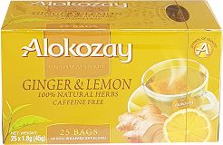 Alokozay Τζίντζερ & Λεμόνι Τσάι Χωρίς Καφεΐνη 25Τεμ