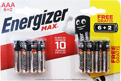 Energizer Max AAA 8Pcs 6+2 Free